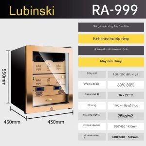 Tủ bảo quản xì gà Lubinski RA-999 sức chứa 200 điếu xì gà