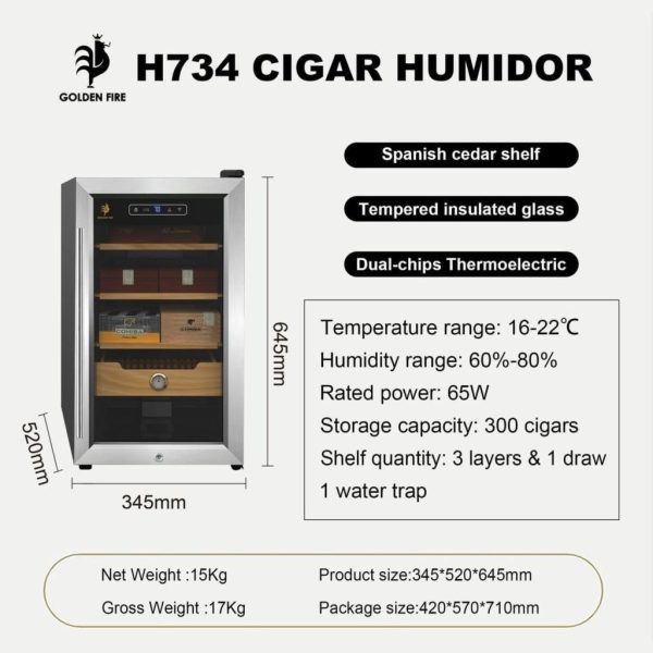 Tủ xì gà 300 điếu Golden Fire H734 giá rẻ nhất phân khúc, thị trường