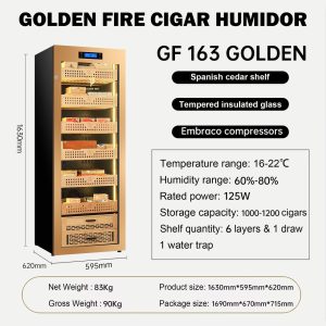 Tủ bảo quản xì gà Golden Fire GF-163 sức chứa lên tới 1200 điếu