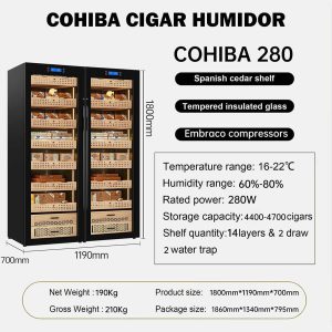 Tủ bảo quản xì gà ghép đôi Cohiba H280 sức chứa lên tới 4700 điếu