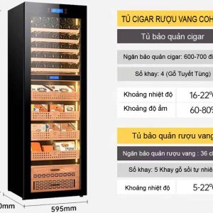 Tủ xì gà rượu vang 2 trong 1 Cohiba H2163 sức chứa 500 điếu xì gà 30 chai rượu vang